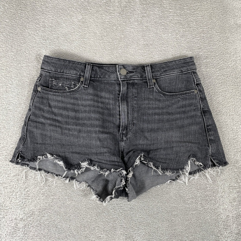 Paige Margot Shorts Womens 28 Black Denim High Rise Frayed Raw Hem Cutoff Jean
